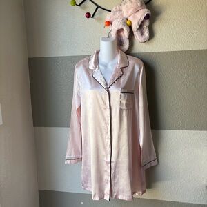 Juicy Couture Women’s Medium Nightgown Dress 7/8 Slipper Set Pink Fuzzy Satin